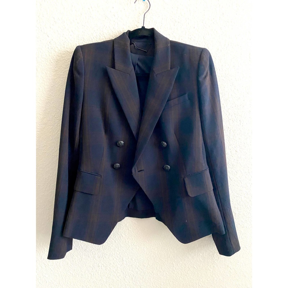 Elie Tahari Navy Plaid Blazer Size 4